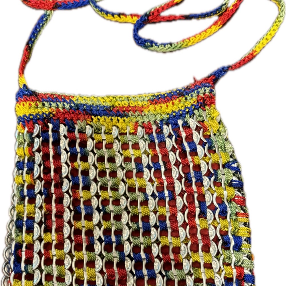 Rainbow colored soda tab purse